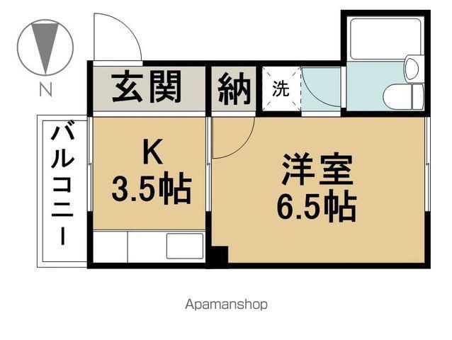名鉄名古屋本線 二ツ杁駅 徒歩4分 2階建 築39年(1K/1階)の間取り写真