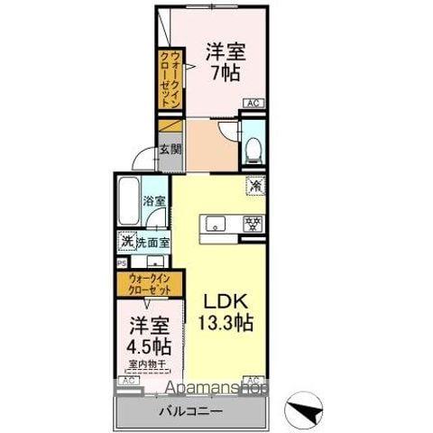 D-ROOM弁天IV(2LDK/3階)の間取り写真