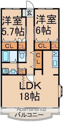 パピリオン東大和(2LDK/2階)の間取り写真