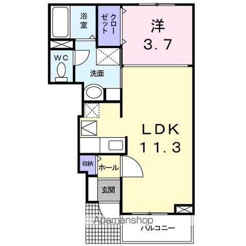 エテルノⅡ(1LDK/1階)の間取り写真