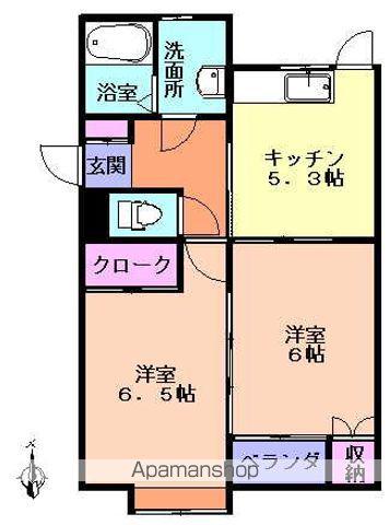 パル参番館(2K/1階)の間取り写真