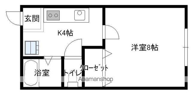 ミシェル在府(1K/1階)の間取り写真