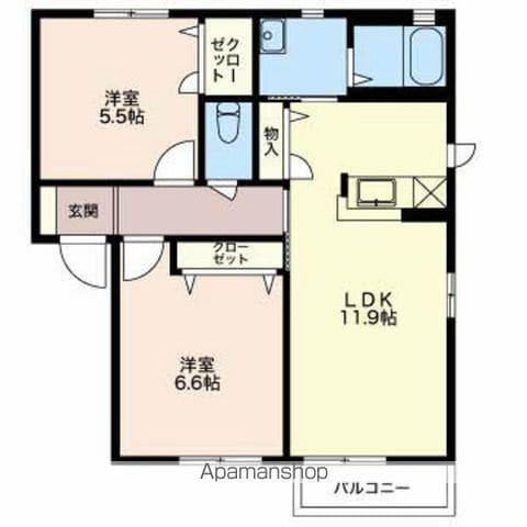 マウンテンリバー(2LDK/1階)の間取り写真