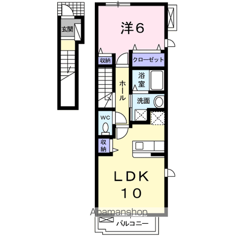 サン・フレイムYABEⅡA(1LDK/2階)の間取り写真