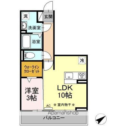 シャンブル(1LDK/2階)の間取り写真