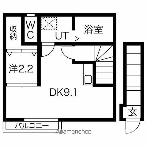 EHRE(ワンルーム/2階)の間取り写真