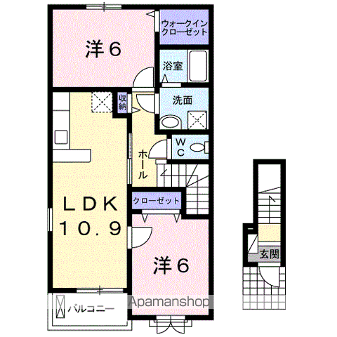 ブラン ミュール 七夕Ⅰ(2LDK/2階)の間取り写真