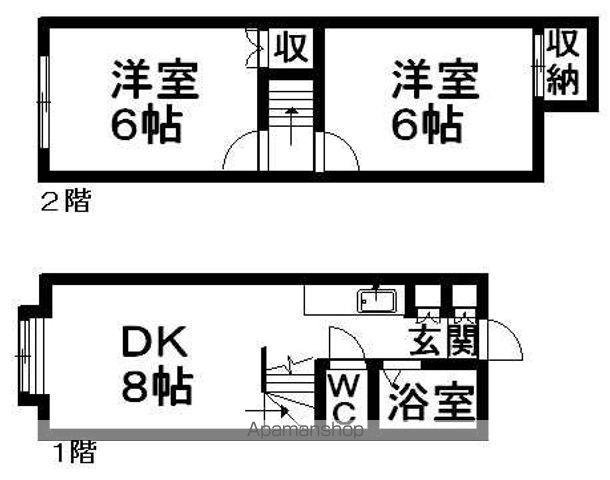 カサ・デ・セフィーロ(2DK/2階)の間取り写真