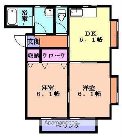 タウンハウス堺B棟(2DK/2階)の間取り写真