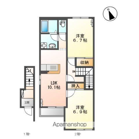 ベアドール(2LDK/2階)の間取り写真