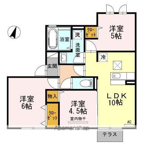 ボヌール千田 B棟(3LDK/1階)の間取り写真