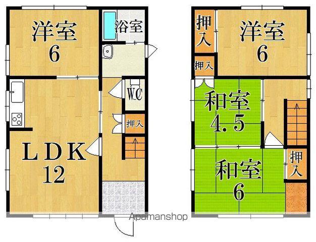 近鉄橿原線 九条駅(奈良) 徒歩8分 2階建 築44年(4LDK)の間取り写真