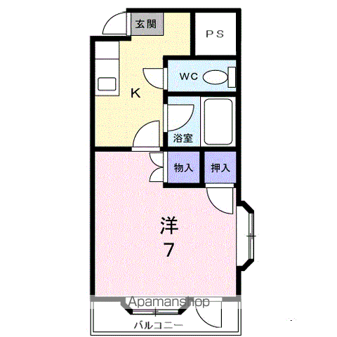 メゾンセシボン・E(1K/1階)の間取り写真