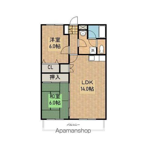 リバーサイド中野B(2LDK/2階)の間取り写真
