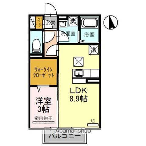 プレミアム九番館(1LDK/1階)の間取り写真