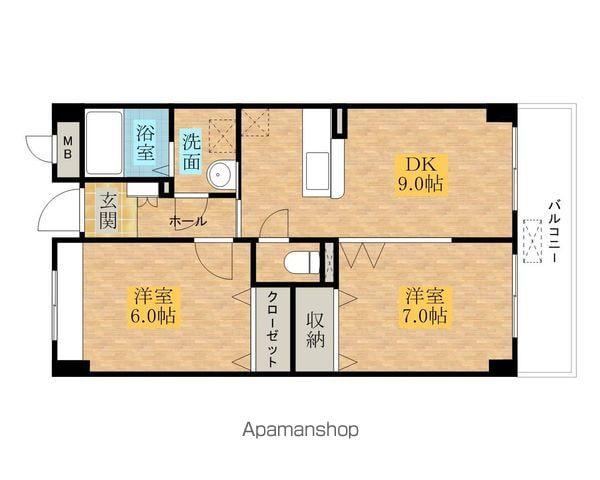 ベルアビタシオン(2DK/2階)の間取り写真