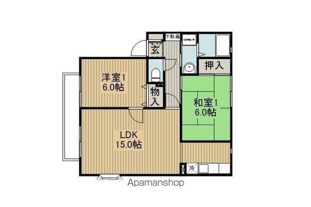 サンビレッジ林檎 B(2LDK/2階)の間取り写真