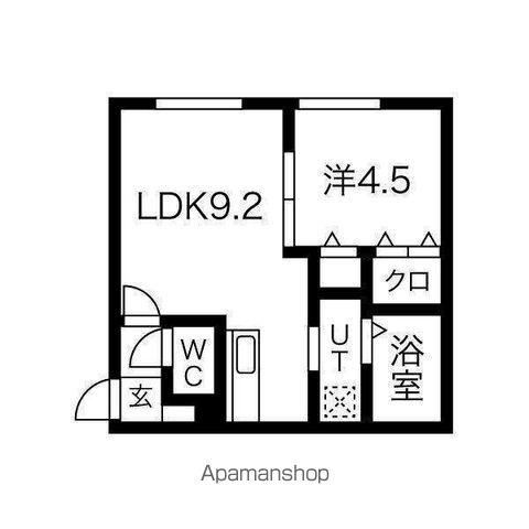 ラ・シュエット上江別西町(1LDK/1階)の間取り写真