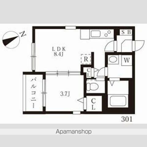 スヴニール伝馬(1LDK/3階)の間取り写真