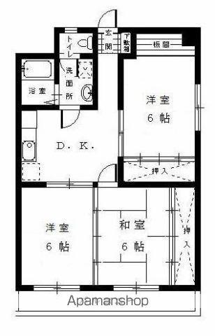 NA ビル(3DK/6階)の間取り写真