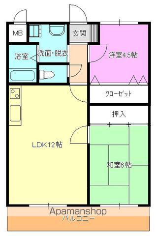 シャインパレス河東(2LDK/2階)の間取り写真