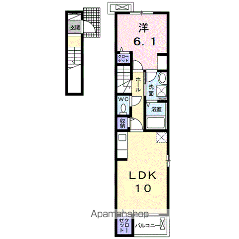 クラールK(1LDK/2階)の間取り写真