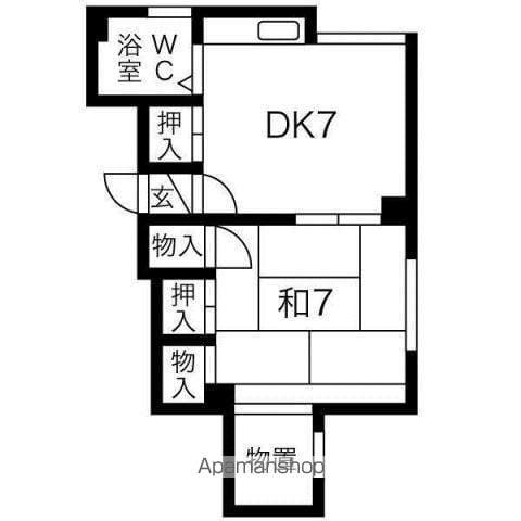 第3みゆきパレス(1DK/2階)の間取り写真