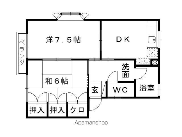 サンフレンズA(2DK/2階)の間取り写真