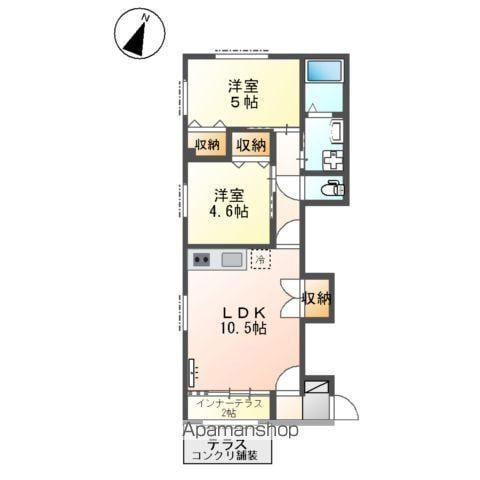 パレス北野(2LDK/1階)の間取り写真