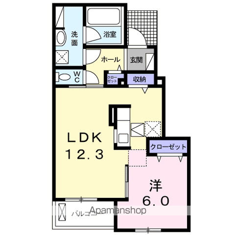 メゾンリヴィエールF(1LDK/1階)の間取り写真