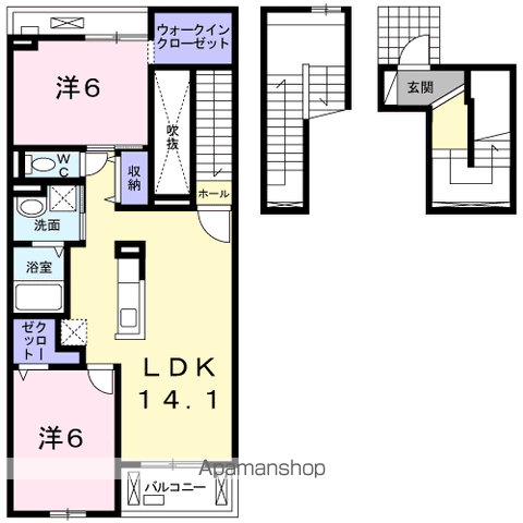 リアンジュ(2LDK/3階)の間取り写真