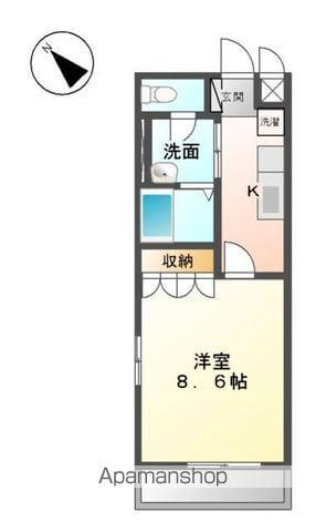 シルバーアース(1K/2階)の間取り写真