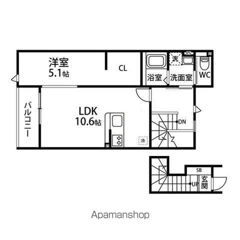 ジュナス泉中央A棟(1LDK/2階)の間取り写真