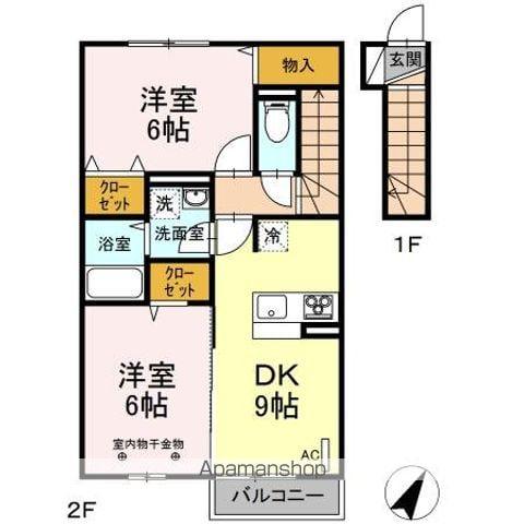 リバークレスト Ⅱ(2DK/2階)の間取り写真