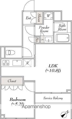 ポラスト代々木上原旧ルミークアン上原(1LDK/1階)の間取り写真