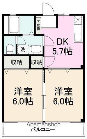 ネスティア太田(2DK/2階)の間取り写真