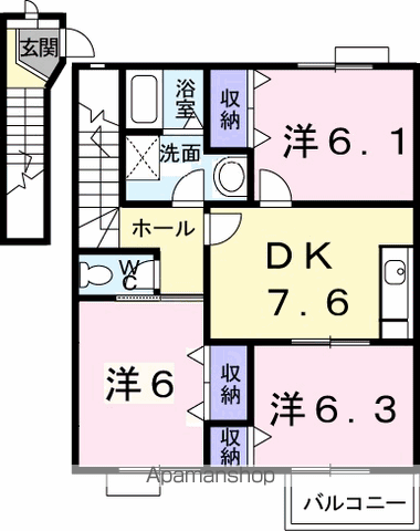 オーブリー鳴門 B(3DK/2階)の間取り写真