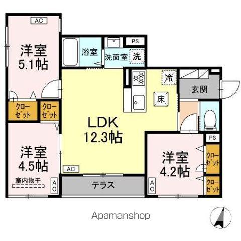 セレスティア西瑞江(3LDK/1階)の間取り写真