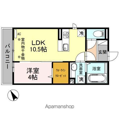 エヴァーラスティング熊谷(1LDK/2階)の間取り写真