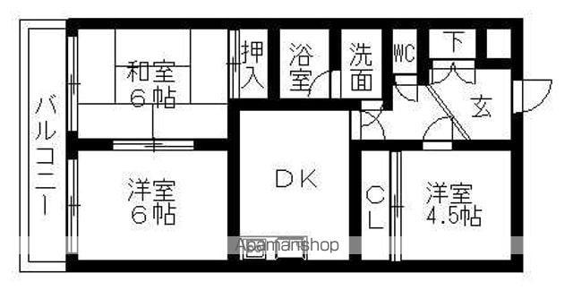 パレスサンゴー(3DK/3階)の間取り写真