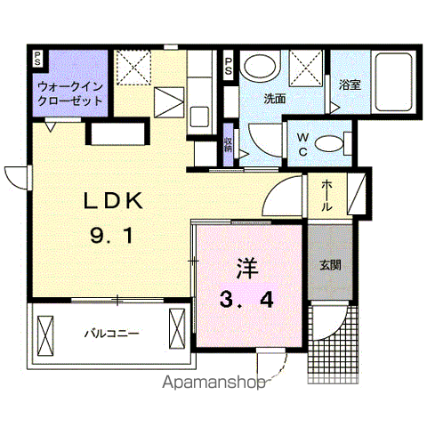 ドリーム凛(1LDK/1階)の間取り写真