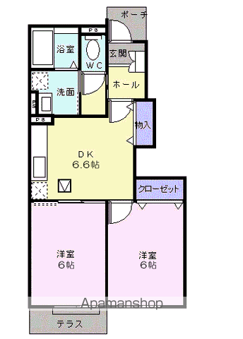 セイバリー郡山(2DK/1階)の間取り写真