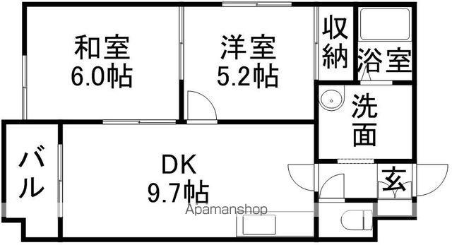 高木コーポ(2DK/1階)の間取り写真