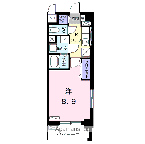 ジャルダン(1K/2階)の間取り写真