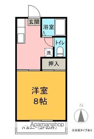 フラワーハイツ松岡(1K/2階)の間取り写真