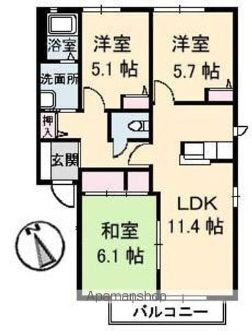 ラフォーレA・B・C・D棟(3LDK/1階)の間取り写真