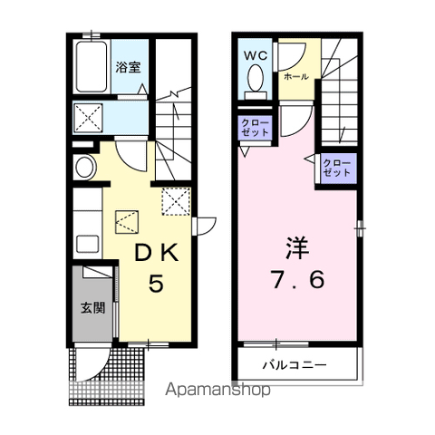 ラ・メール・ソレイユ(1DK/1階)の間取り写真