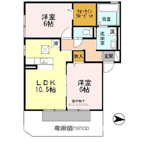 ウィット N(2LDK/1階)の間取り写真
