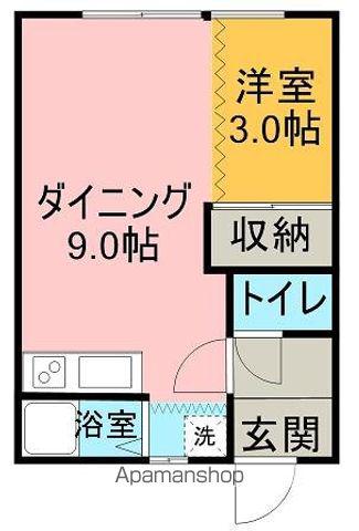 アパートメント木村(1DK/2階)の間取り写真