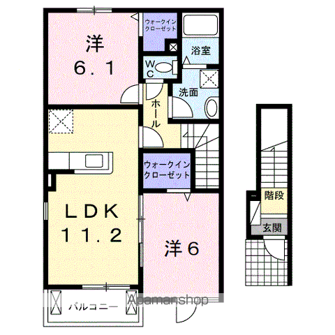 ルーチェ ソラーレⅠ(2LDK/2階)の間取り写真